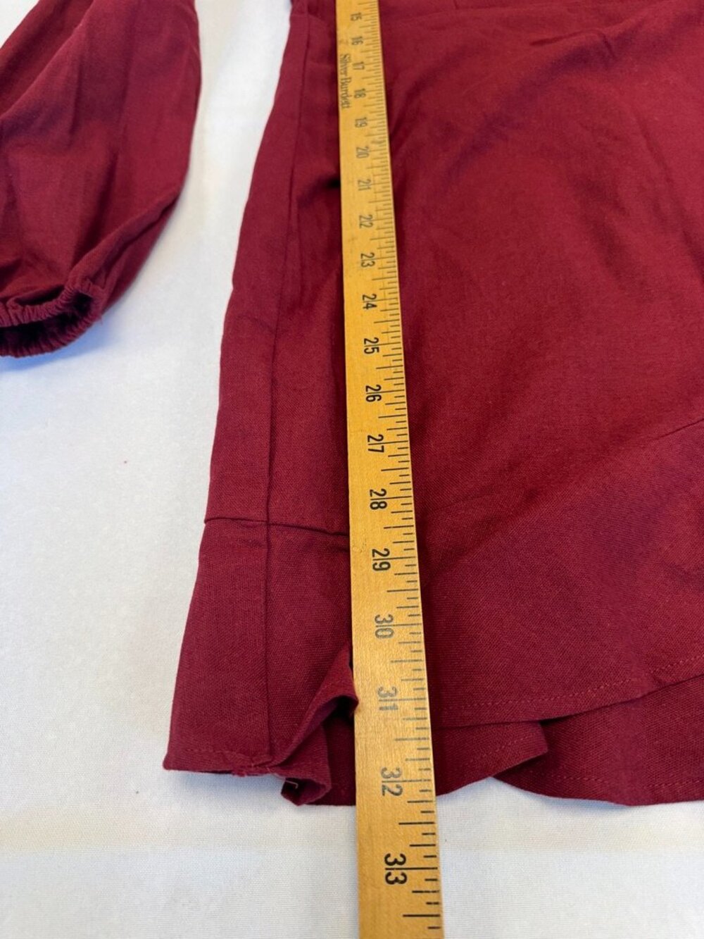 Princess Polly The Villa Mini Dress Burgundy Long Sleeve Ruffle Size 6 - Picture 9 of 14